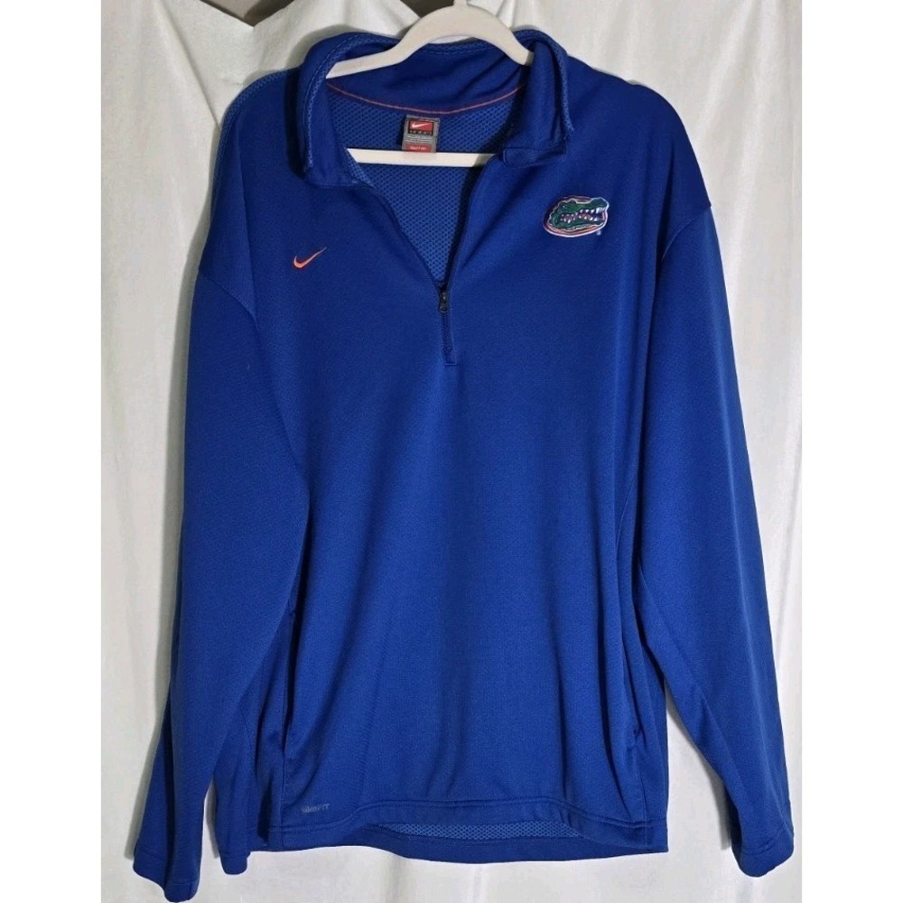 Nike Dri Fit Florida Gators Size Men's 2XL 1/4 Zip Pullover Jacket Blue Nike Fit
